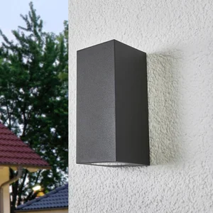 Lucande - Wandlamp buiten - 2lichts - Aluminium, glas - H: 16.5 cm - GU10 - grafietgrijs pas cher