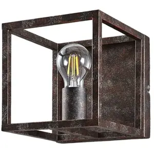LAMPENWELT Lindby - plafondlamp - 1licht - Metaal - H: 18 cm - E27 - roest antiek pas cher