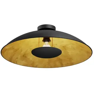 Lindby - plafondlamp - 1licht - Metaal - H: 20 cm - E27 - zwart, goud pas cher
