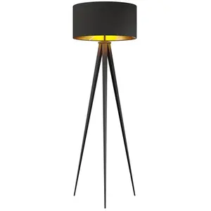 LINDBY Lampadaire Trepied 'Benik' en textile pour salon & salle à manger pas cher