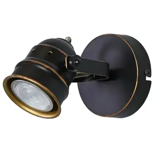 Lindby - wandlamp - 1licht - Metaal - H: 9.5 cm - GU10 - zwart, goud pas cher