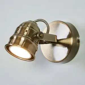 Lindby - wandlamp - 1licht - Metaal - H: 9.5 cm - GU10 - antiek messing pas cher