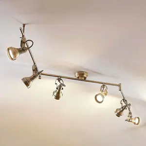 Lindby - plafondlamp - 6lichts - metaal - H: 18 cm - GU10 - oud-messin... pas cher