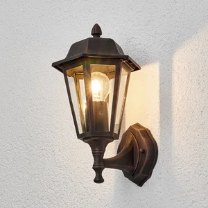 Lindby - Wandlamp buiten - 1licht - Aluminium, glas - H: 31.3 cm - E27 - zwart-roest, helder pas cher