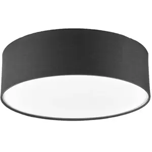 Lindby - plafondlamp - 3lichts - Stof, metaal - H: 17 cm - E27 - grijs, wit, mat nikkel pas cher