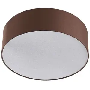 Lindby - plafondlamp - 3lichts - Stof, metaal - H: 17 cm - E27 - bruin, wit, mat nikkel pas cher