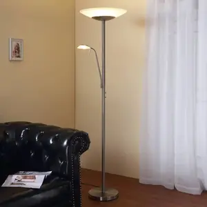 LINDBY Led Lampadaire à intensité variable 'Ragna' en verre pour salon & salle à manger pas cher