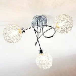 Lindby - plafondlamp - 3lichts - metaal, glas - H: 23.5 cm - G9 - zilver, chroom pas cher
