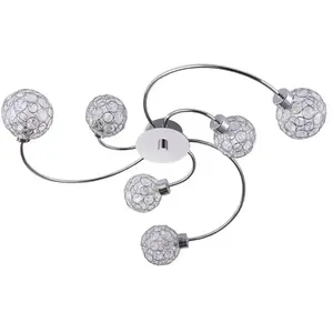 Lindby - plafondlamp - 6lichts - metaal, glas - H: 12.5 cm - G9 - chro...Vendu parbol