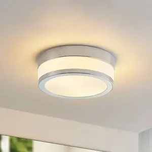 LINDBY Plafonnier Salle De Bain à intensité variable 'Flavi' en verre pour salle de bain pas cher
