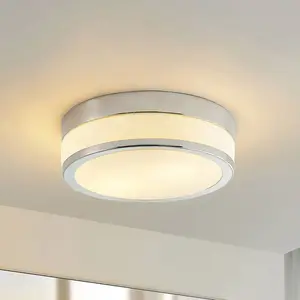 LINDBY Plafonnier Salle De Bain à intensité variable 'Flavi' en verre pour salle de bain pas cher