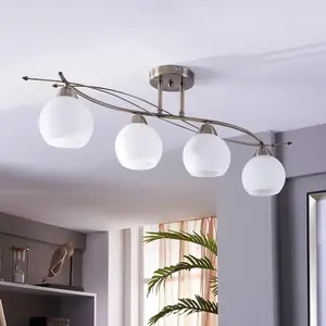 Lindby Plafonnier à intensité variable 'Leanda' en verre pour salon & salle à manger pas cher