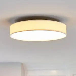 Lindby - led Plafonnier Tissu 'Saira' en textile pour salon & salle à manger pas cher