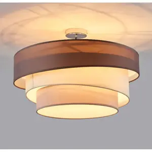 Lindby - plafondlamp - 3lichts - stof, metaal - H: 36.8 cm - E27 - gri... pas cher