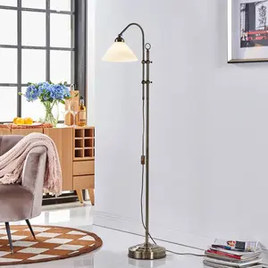 LINDBY Lampadaire 'Otis' en verre pour salon & salle à manger