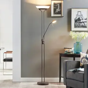 LINDBY Led Lampadaire à intensité variable 'Yveta' en verre pour salon & salle à manger pas cher
