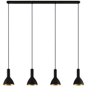 Arcchio - hanglamp - 4lichts - staal - E27 - zwart, goud pas cher