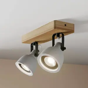 Lindby Spot en béton à intensité variable 'Mitis' en bois pour salon & salle à manger pas cher