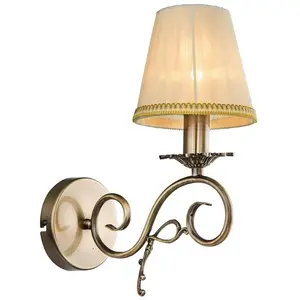 Lindby - Wandlamp - 1licht - textiel, metaal - H: 33.5 cm - E14 - wit,... pas cher