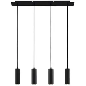 Lindby - hanglamp - 4lichts - Metaal - H: 18 cm - GU10 - zwart pas cher