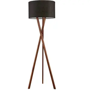 Lucande - vloerlamp - 1licht - stof, walnotenhout - H: 160 cm - E27 - ... pas cher