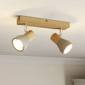 Lindby Spot en béton à intensité variable 'Filiz' en bois pour chambre à coucher pas cher