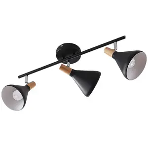 Lindby - buitenspot - 3lichts - Metaal, hout - H: 17 cm - E14 - zwart, licht hout pas cher