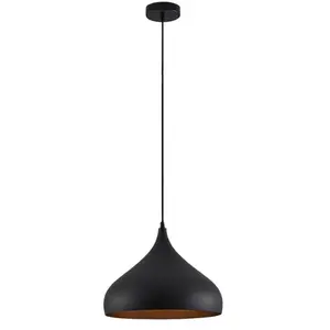 Lindby - hanglamp - 1licht - Aluminium - H: 24 cm - E27 - zwart, goud pas cher