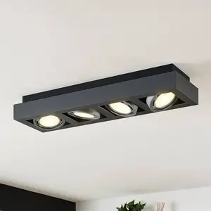 Arcchio - plafondlamp - 4lichts - Aluminium, metaal - H: 9 cm - GU10 - donkergrijs pas cher