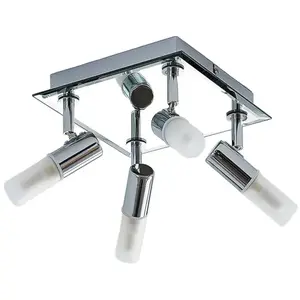LINDBY Plafonnier Salle De Bain à intensité variable 'Zela' en métal pour salle de bain pas cher