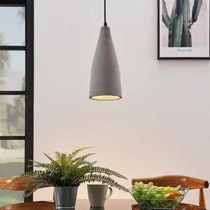 Lindby - hanglamp - 1licht - beton, metaal - H: 30 cm - E27 - beton gr... pas cher