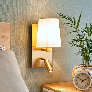 Lindby - Wandlamp - 1licht - stof, metaal - H: 30.8 cm - wit, oud-mess...
