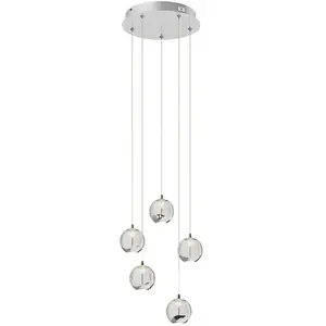 Lucande - hanglamp - 5lichts - Glas, metaal - helder, chroom - Inclusi... pas cher