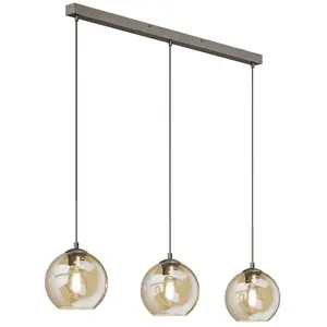 Lindby - hanglamp - 3lichts - Ijzer, glas - H: 20 cm - E27 - amber, ou... pas cher