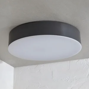 Lindby Led Plafonnier extérieur 'Lahja' - gris foncé (ral 7024), blanc