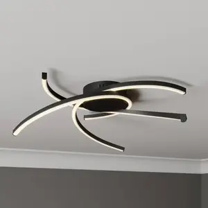 Lindby - LED plafondlamp- met dimmer - ijzer, aluminium, kunststof - H: 16 cm - mat zwart pas cher