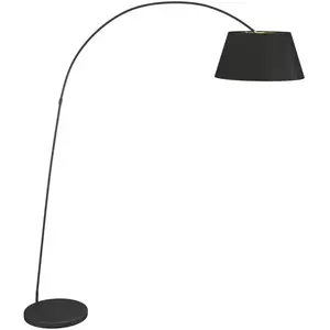 Lindby - booglamp - 1licht - stof, staal - H: 192 cm - E27 - zwart, go... pas cher