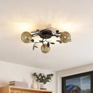 Lucande - plafondlamp - 3lichts - IJzer - H: 13 cm - G9 - zwart, goud pas cher