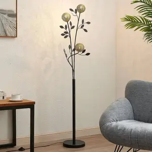 Lucande - vloerlamp - 3lichts - IJzer - H: 160 cm - G9 - zwart, goud pas cher
