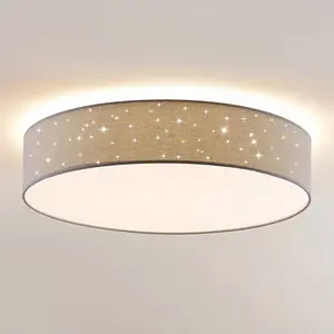 Lindby - LED plafondlamp- met dimmer - 1licht - metaal, kunststof, tex...Vendu parbol