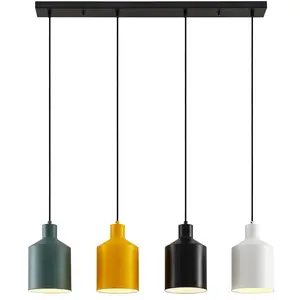 Lindby - hanglamp - 4lichts - IJzer - E27 - zwart, wit, groen, geel pas cher