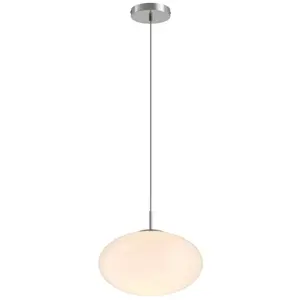 Lindby - hanglamp - 1licht - ijzer, glas - E27 - nikkel satijn, opaalw...Vendu parbol