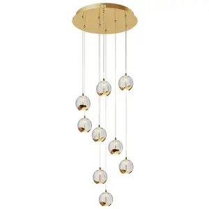 Lucande - hanglamp - 9lichts - Glas, metaal - helder, goud - Inclusief... pas cher