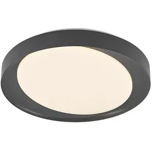 Lindby - LED plafondlamp - RGB - met dimmer - CCT - 1licht - metaal, kunststof - H: 10.5 cm - wit, donkergrijs - Inclusief lichtbron pas cher