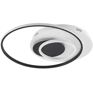 Lindby - LED plafondlamp- met dimmer - 1licht - aluminium, kunststof - H: 6.6 cm - mat zwart, mat wit - Inclusief lichtbron