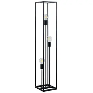 Lindby - vloerlamp - 3lichts - staal - H: 120 cm - E27 - zwart pas cher
