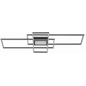 Lindby - LED plafondlamp- met dimmer - 1licht - staal - H: 6.5 cm - antraciet - Inclusief lichtbron pas cher