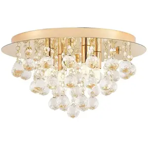 Lindby - plafondlamp - 4lichts - Staal, kristal - H: 19 cm - G9 - goud pas cher