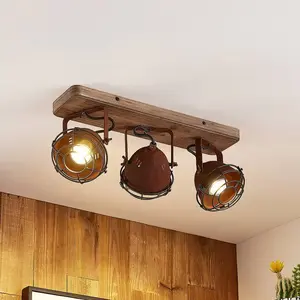 Lindby - buitenspot - 3lichts - Metaal, hout - H: 18.5 cm - GU10 - roestbruin, bruin pas cher