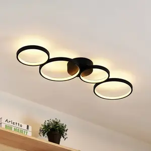 Lindby - LED plafondlamp - 1licht - Aluminium, metaal, siliconen - H: 6 cm - geborsteld zwart - Inclusief lichtbron pas cher